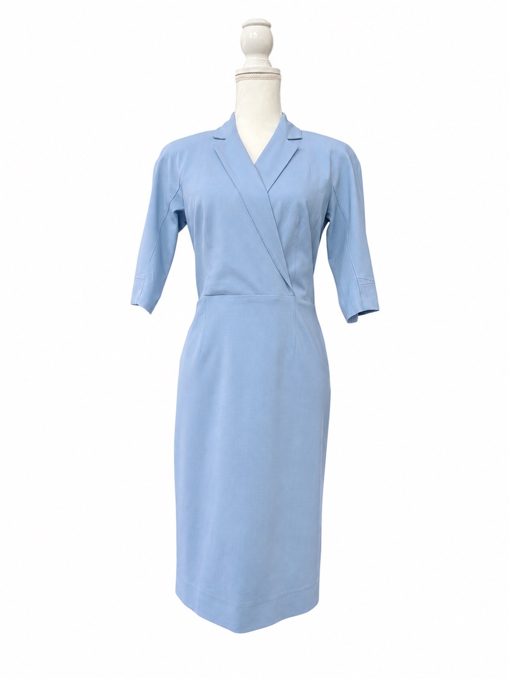 Worth New York |Powder Blue |Sheath Dress |Size 6 |Blazer Neckline - Picture 2 of 13
